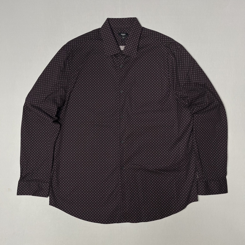 Express Dress Shirt Mens XL Purple Polka Dot Slim 1MX Button Front Long Sleeve